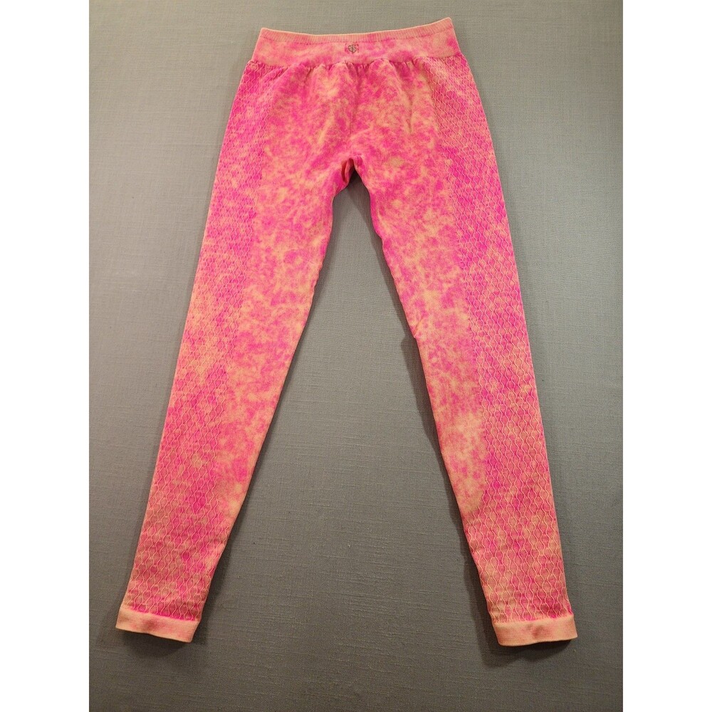 Women's Pink Tie-Dye Seamless 2-Piece Activewear Set | Long Sleeve Crop Top &... - Picture 11 of 12